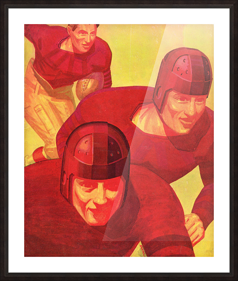1934 Vintage Football Up Close Picture Frame print