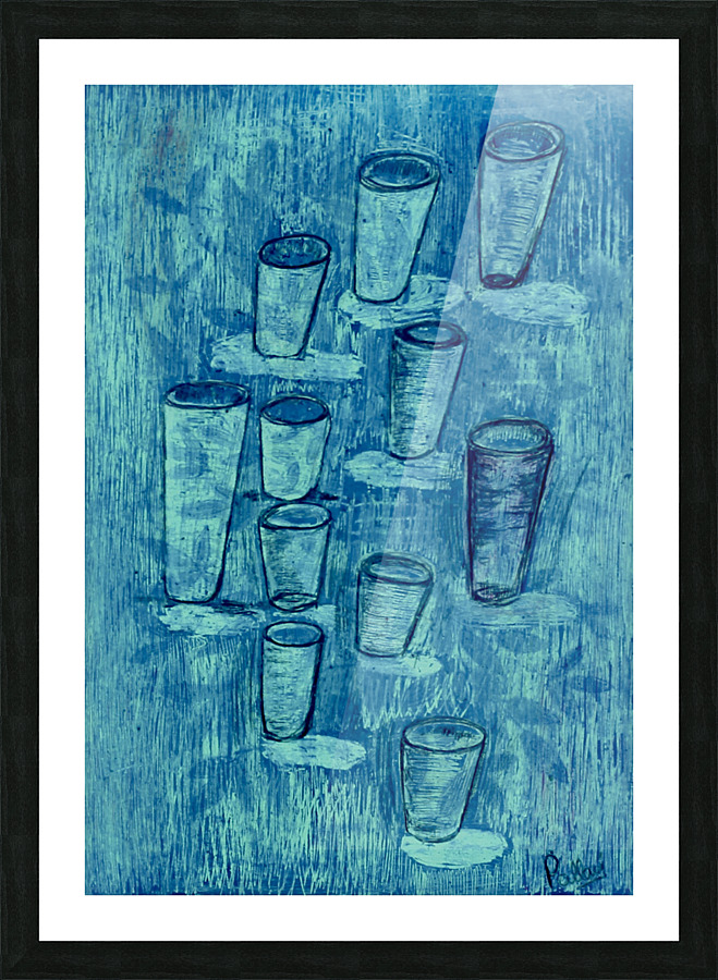 Falling glasses Picture Frame print