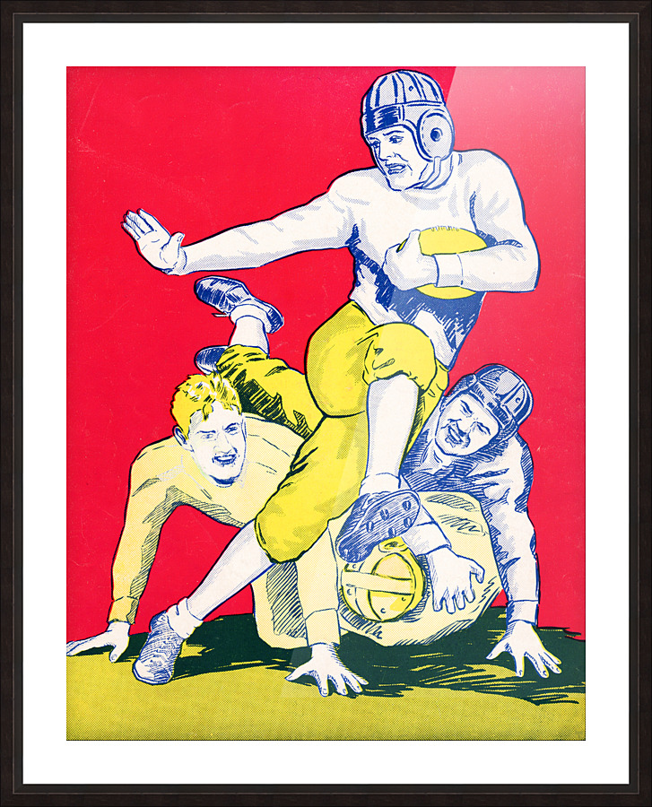 1934 Vintage Football Stiff Arm Art  Picture Frame print