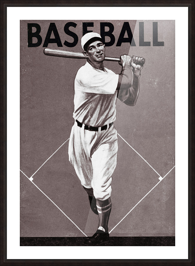 1934 Vintage Black and White Baseball Art Picture Frame print
