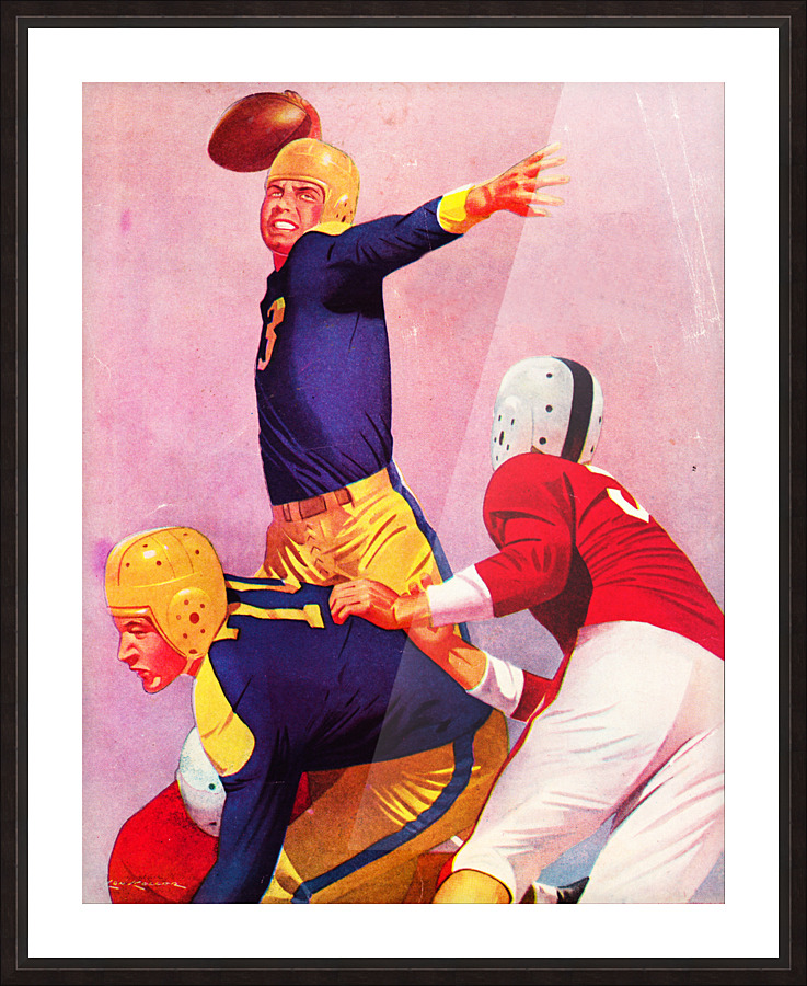 Vintage Football Quarterback Art  Picture Frame print