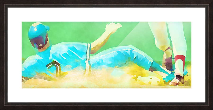 1978 Retro Baseball Slide Watercolor Black Friday Sale Picture Frame print