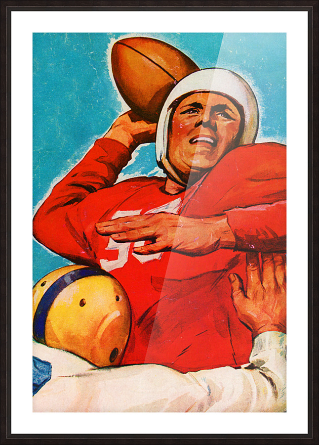 1947 Vintage Quarterback Football Wall Art  Picture Frame print