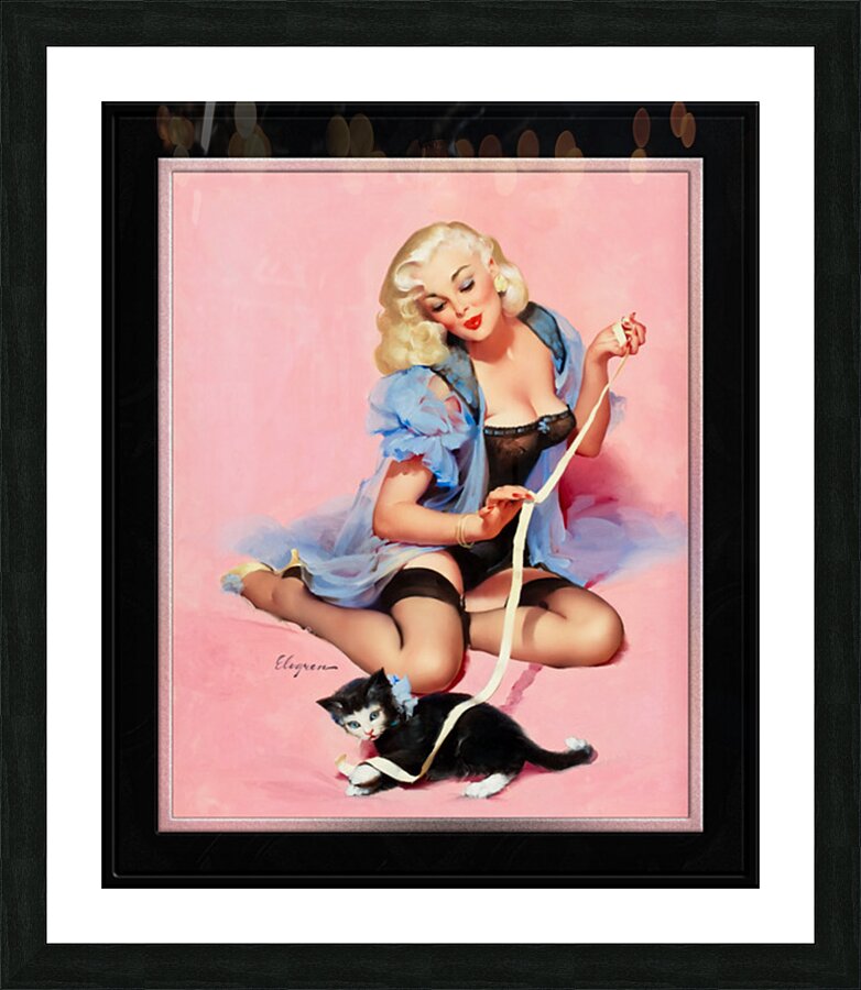 Denise Pur-r-rty Pair by Gil Elvgren Classic Xzendor7 Old Masters Reproductions Picture Frame print