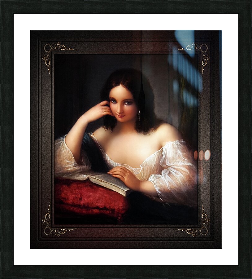 Italian Beauty Reading by Natale Schiavoni Fine Art Xzendor7 Old Masters Reproductions Picture Frame print