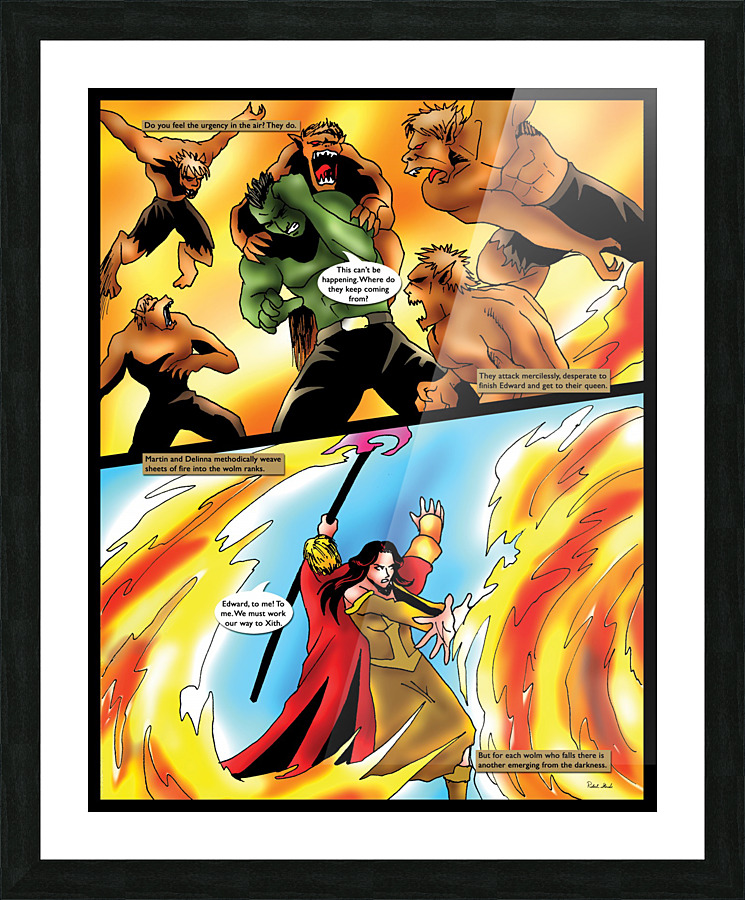 The Companions Meet Back to Back 1 of 2 Original Art from A Daughter of Kings the Ruin Mist Graphic Novel Limited Edition Celebrating The Tragic Love Story from the Books by Robert Stanek Picture Frame print