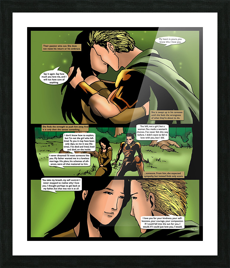 Their Passion Wins Out 1 of 2 Complete Original Art from A Daughter of Kings the Ruin Mist Graphic Novel Limited Edition Celebrating The Tragic Love Story from the Books by Robert Stanek Picture Frame print