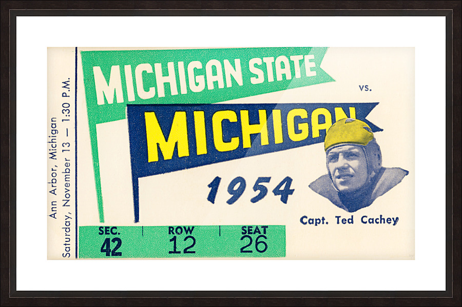1954 Michigan State vs. Michigan Football Ticket Framed Print Picture Frame print