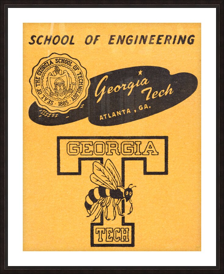 Vintage Georgia Tech Art  Framed Print Print