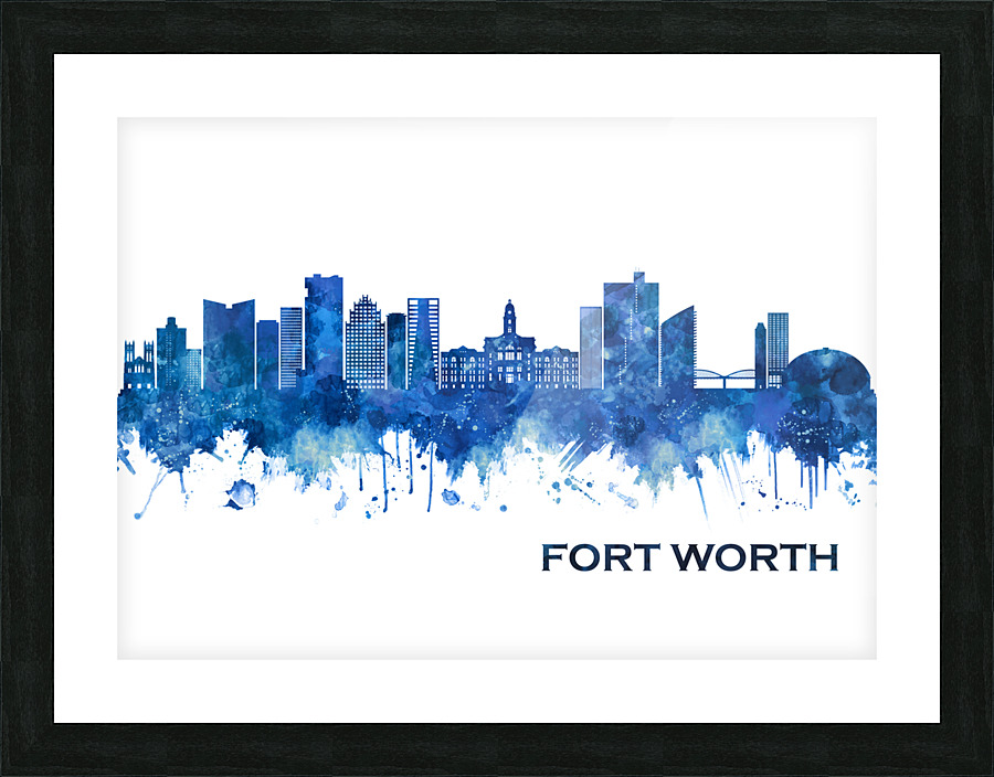 Fort Worth Texas Skyline Blue Picture Frame print
