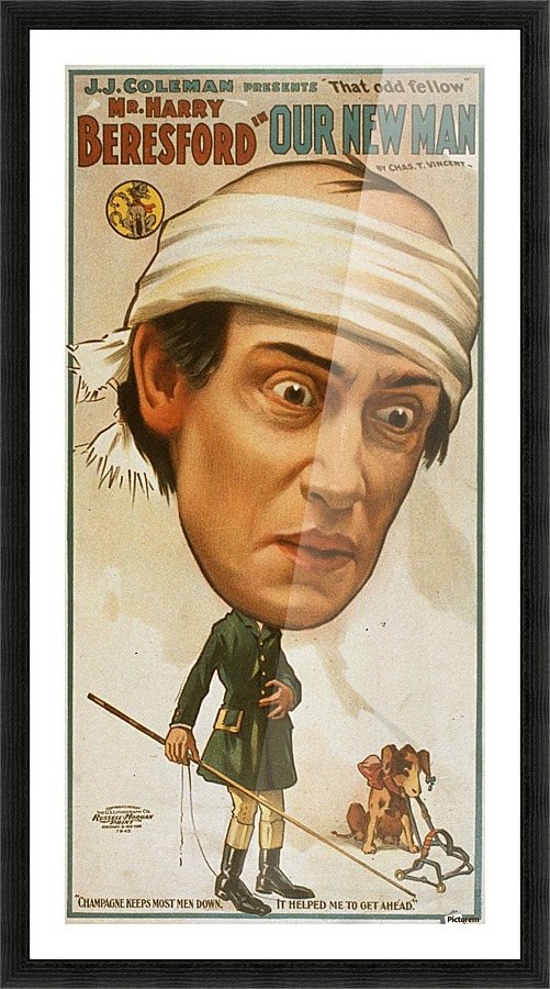 Vintage Play Poster Our new man  Framed Print Print