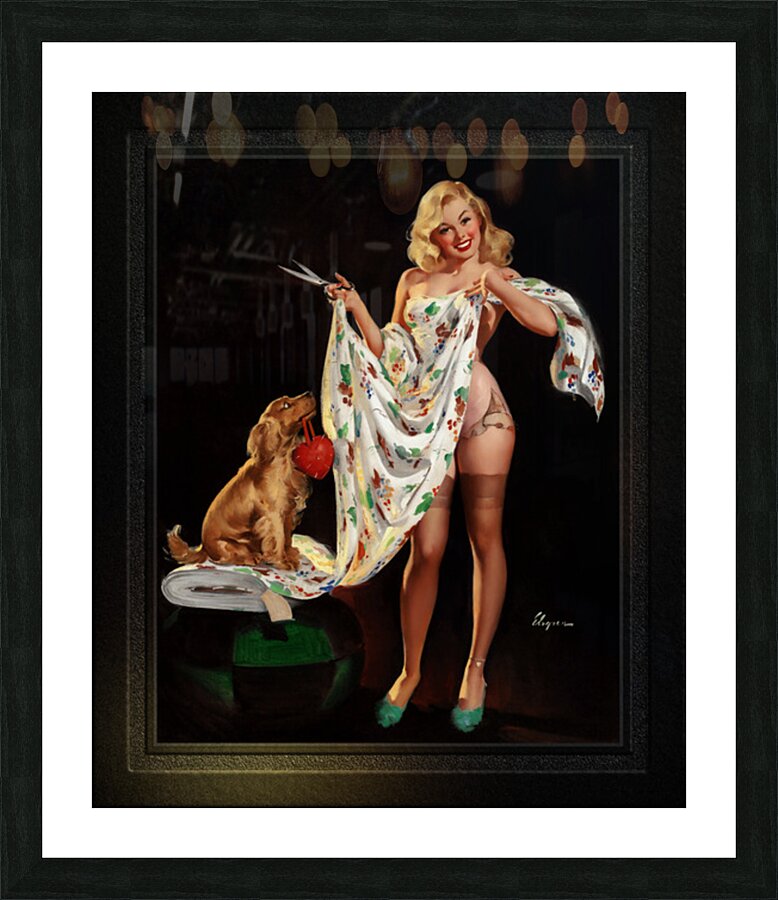 Im Just Trying It For Sighs by Gil Elvgren Vintage Illustration Xzendor7 Art Reproductions Picture Frame print