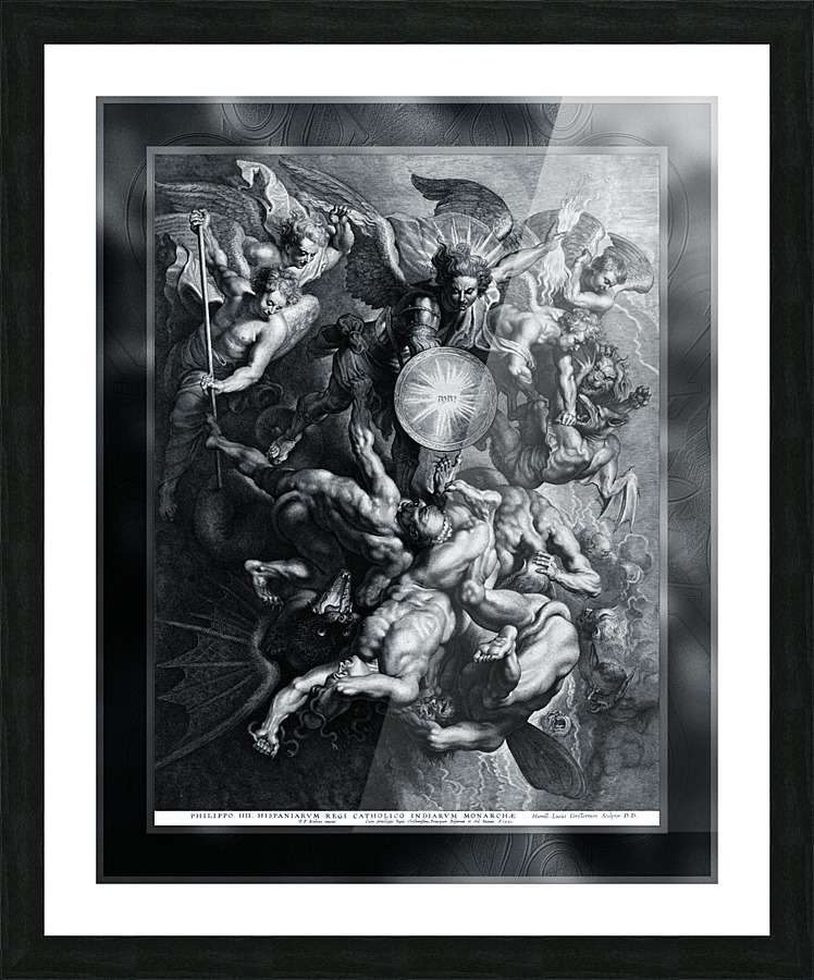 Michael En De Val Van De Opstandige Engelen by Lucas Vorsterman The Elder Classical Fine Art Xzendor7 Old Masters Reproductions Picture Frame print