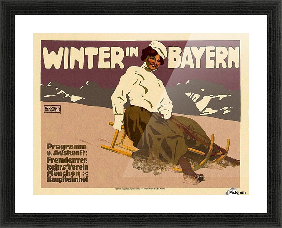 Winter in Bayern travel poster Picture Frame print