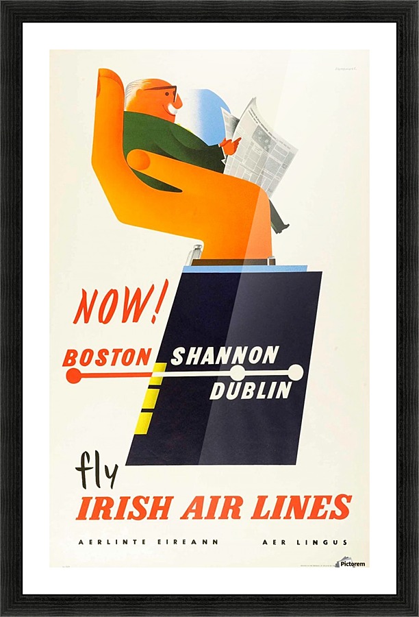Vintage Poster for Irish Air Lines  Framed Print Print