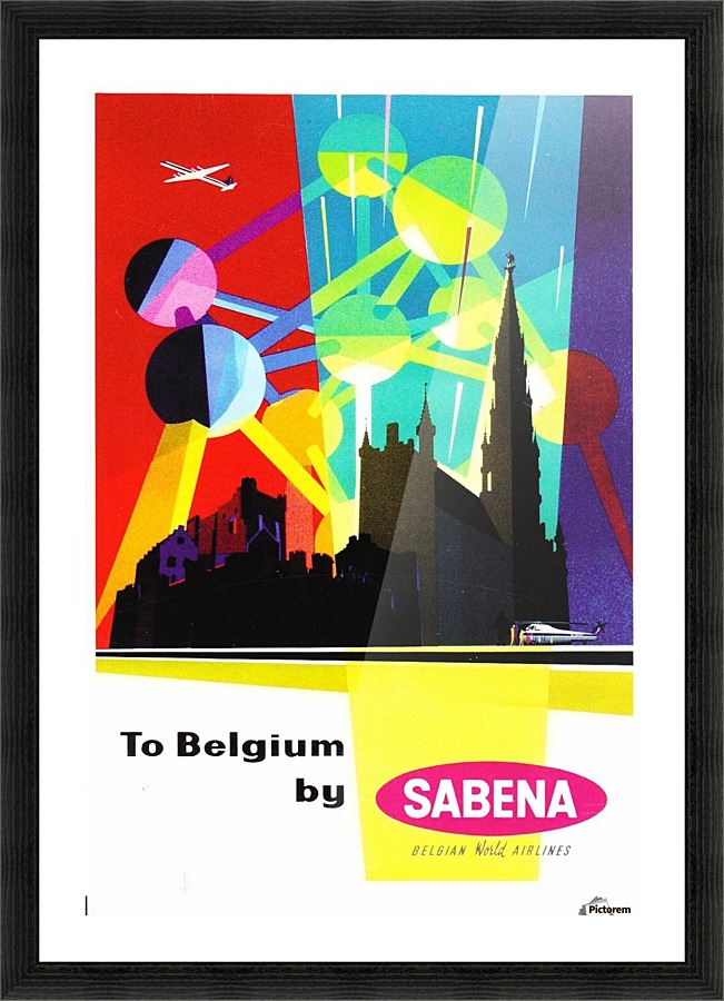To Belgium by Sabena Belgian World Airlines Picture Frame print