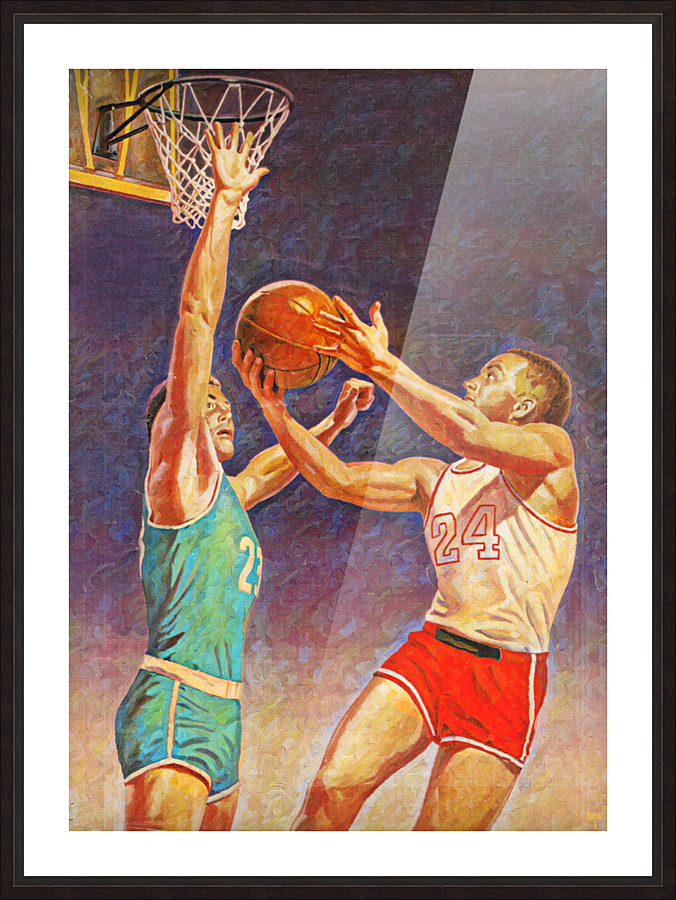 1960 Basketball Art Remix Impressionism Style Picture Frame print