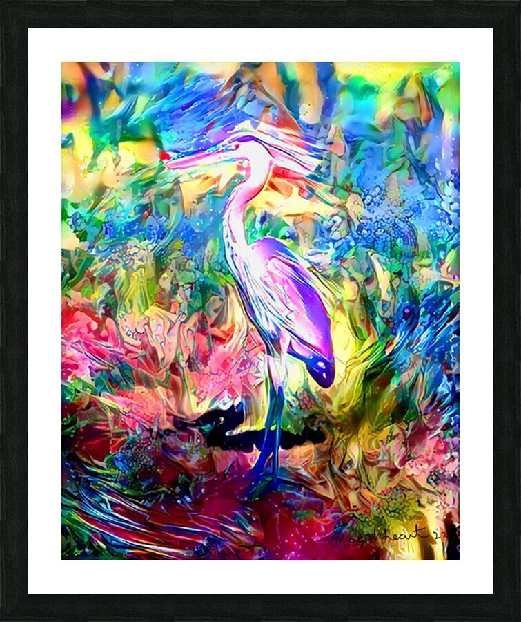Naples Pond Heron Picture Frame print