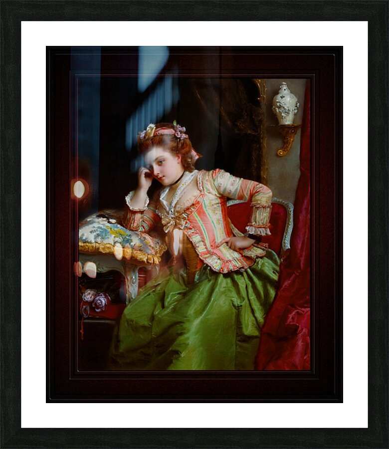 A Pensive Moment by Gustave Jacquet Remastered Xzendor7 Classical Fine Art Old Masters Reproductions Picture Frame print