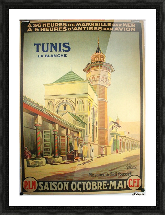 Tunis La Blanche vintage travel poster Picture Frame print