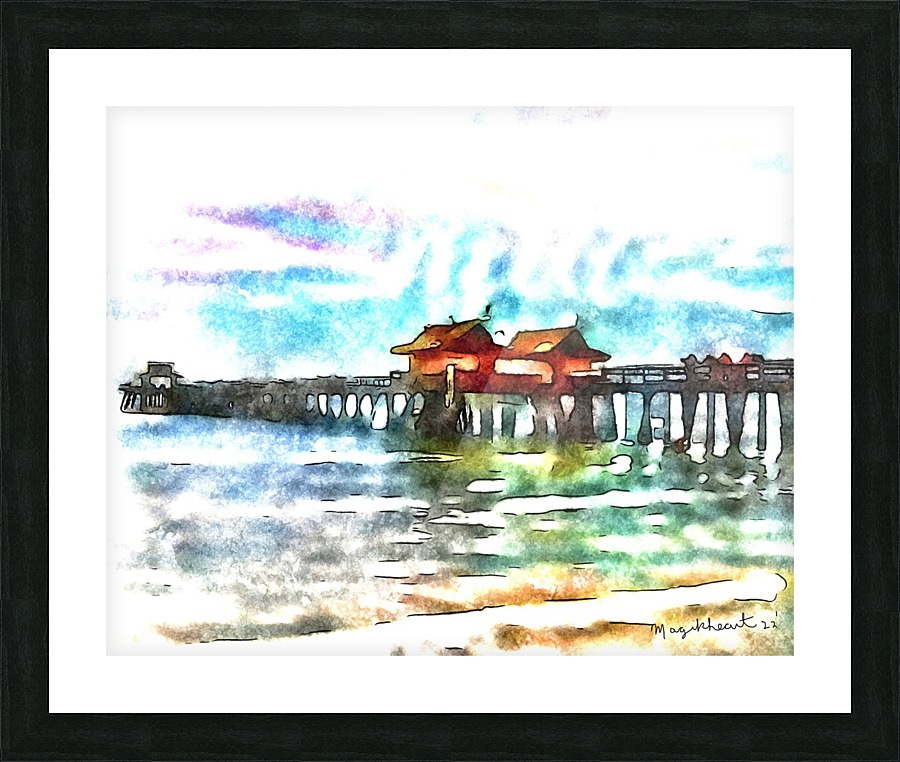 Naples Pier Watercolor View Picture Frame print