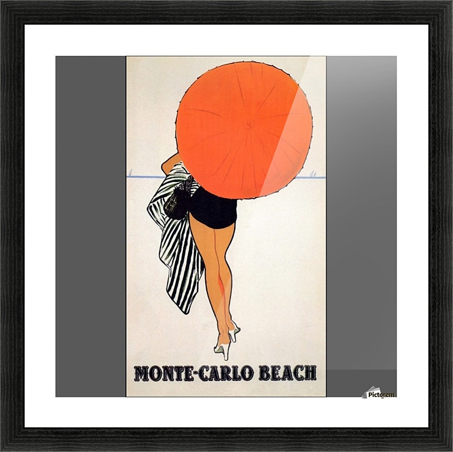 Vintage travel poster for Monte Carlo Beach Picture Frame print