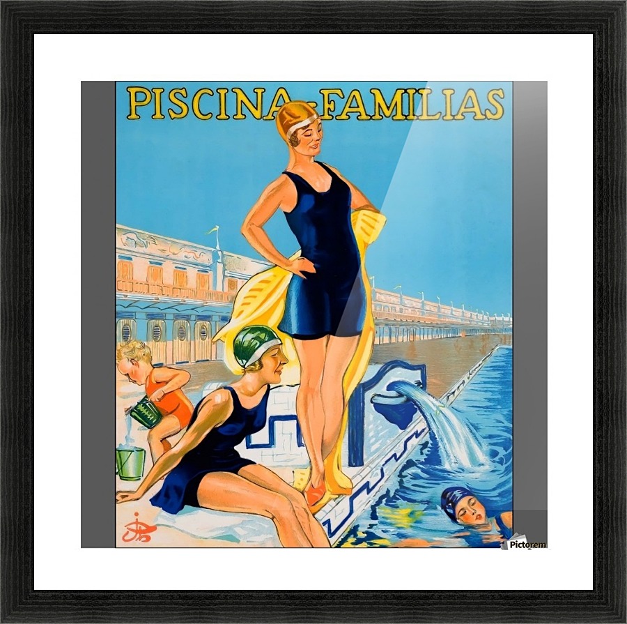 Vintage poster da natacao de piscina familias Picture Frame print