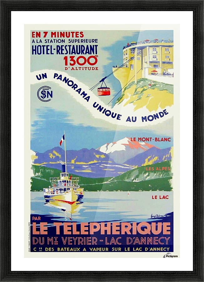 Le Telepherique du Mount Veyrier Travel Poster Picture Frame print