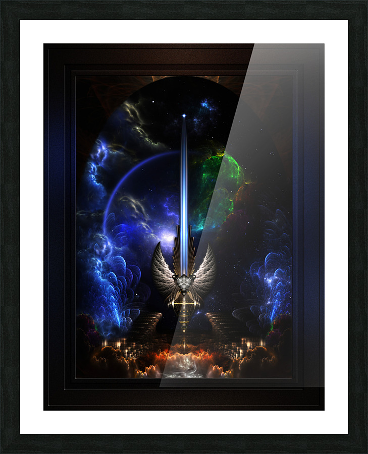 The Angel Wing Sword Of Arkledious Space Fractal Art Fantasy Sword Spacescape Composition Picture Frame print