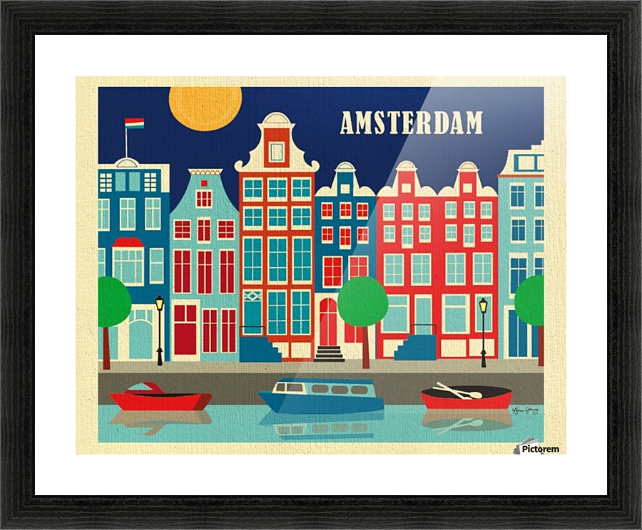 Amsterdam Art Print travel poster  Framed Print Print