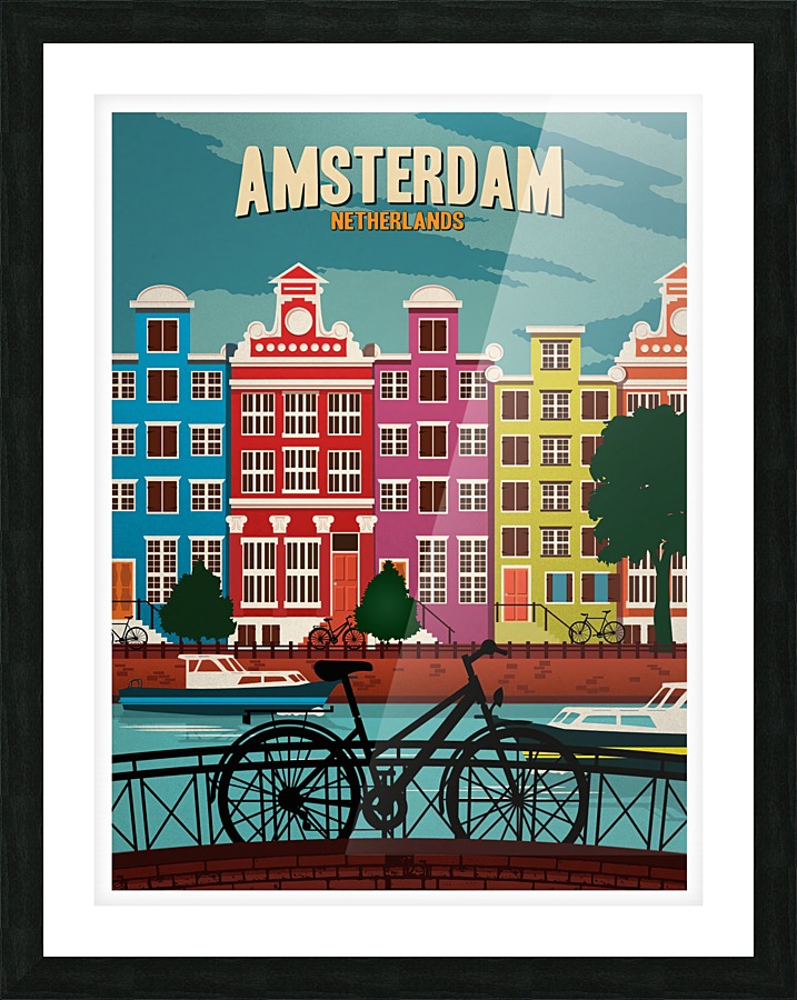 Amsterdam Netherlands Art Print travel poster VINTAGE POSTER