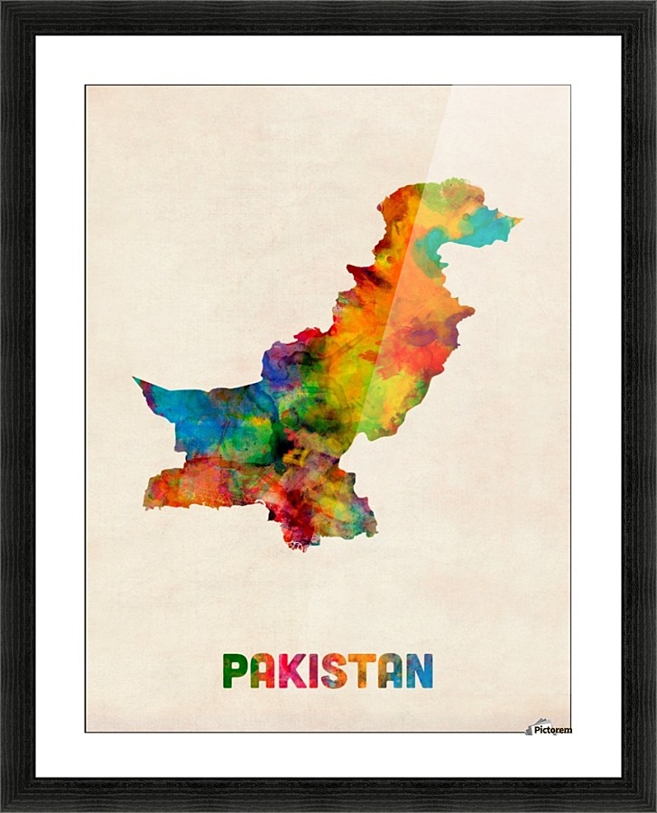 Pakistan Watercolor Map Poster  Framed Print Print