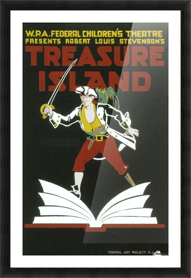Vintage WPA Poster Treasure Island, 1930 Picture Frame print
