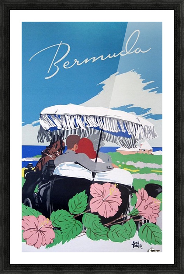 Bermuda Beach vintage travel poster  Framed Print Print