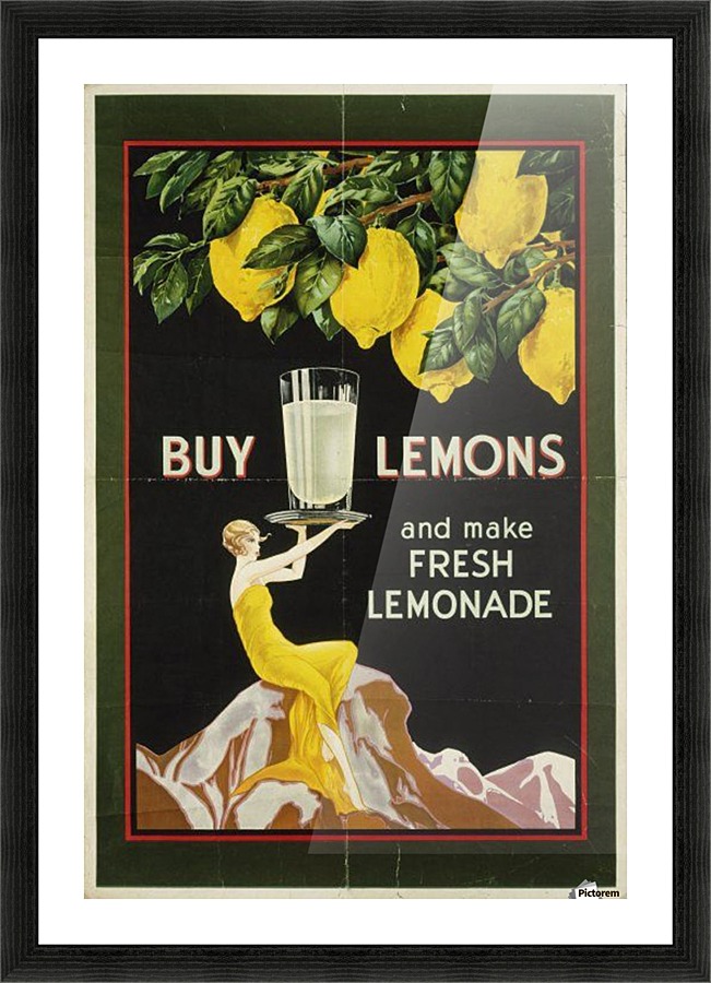 Buy lemons and make lemonade vintage poster Picture Frame print