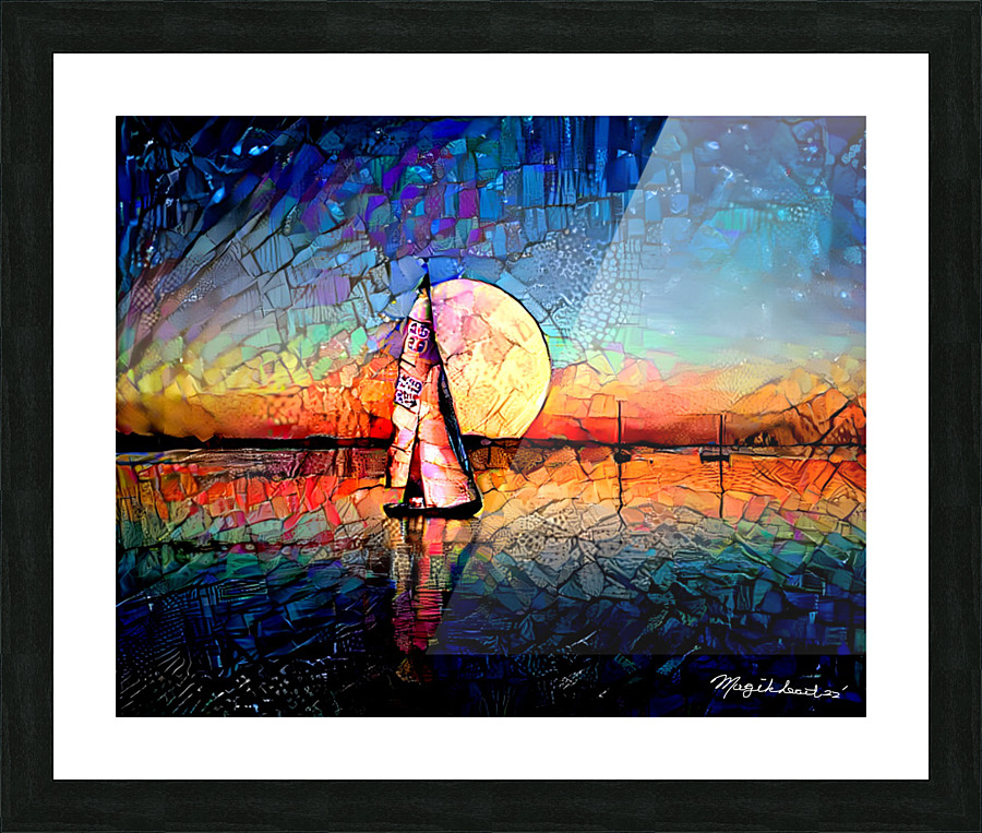 Lunar Sailboat Sailing Picture Frame print