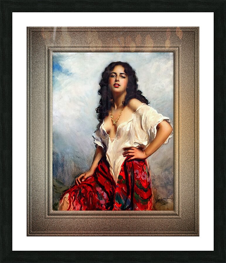 Genre Portrait Of A Young Lady by Leopold Schmutzler Remastered