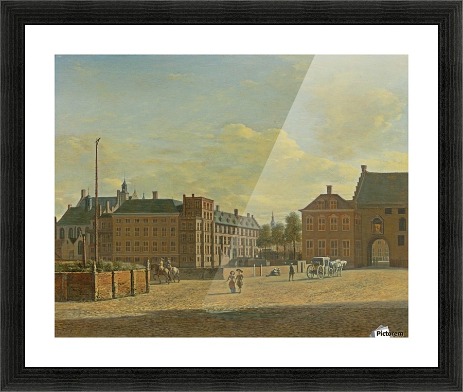 Dutch cityscape with figures Picture Frame print