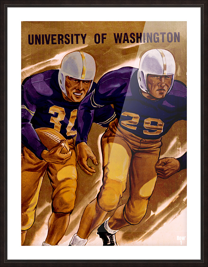 1948 Washington Huskies Vintage Football Art Remix Picture Frame print