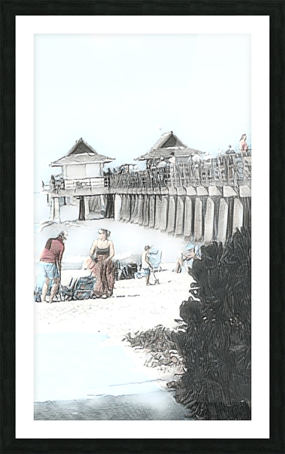 Naples Pier Black White Vision Picture Frame print