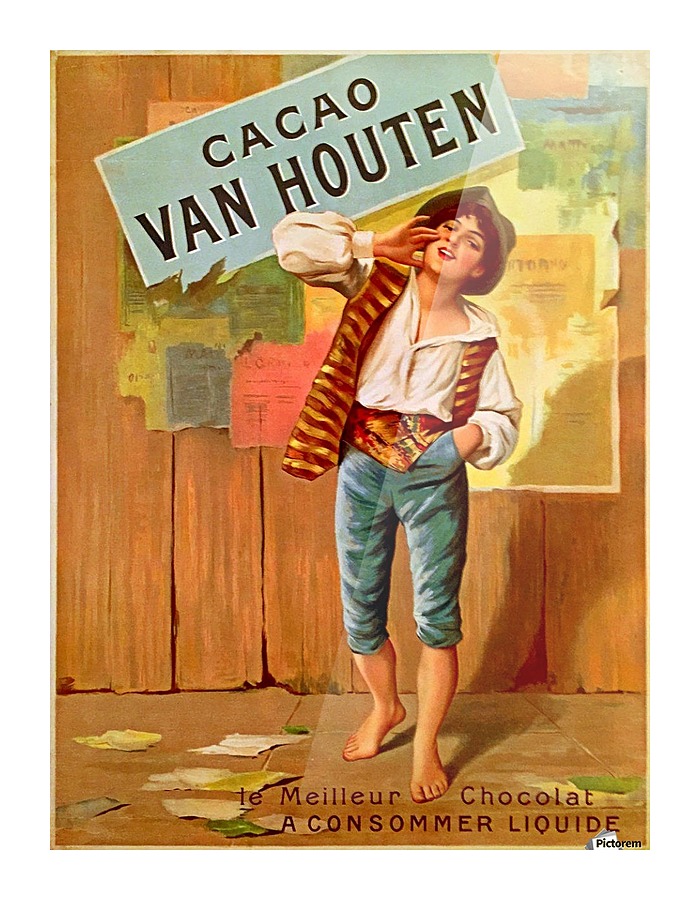 French Art Nouveau Period Poster for Cacao Van Houten  Framed Print Print