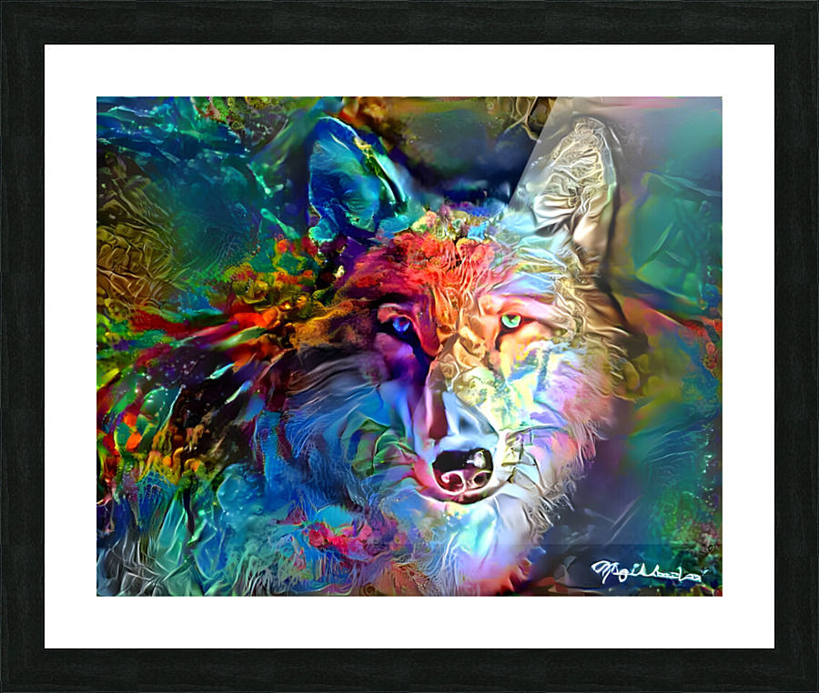 Color Wolf Picture Frame print