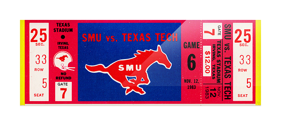 1983 SMU vs. Texas Tech Football Ticket Stub Print Picture Frame print
