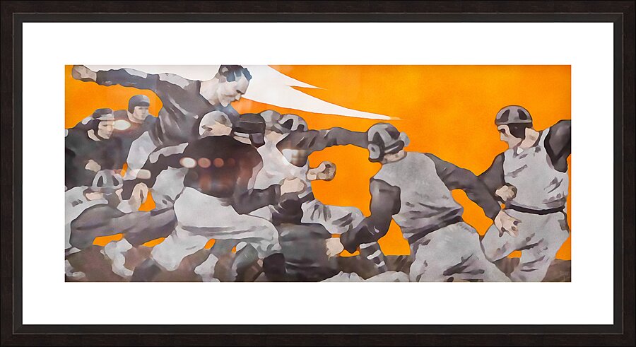 1921 Vintage Football Art with Orange Sky Picture Frame print