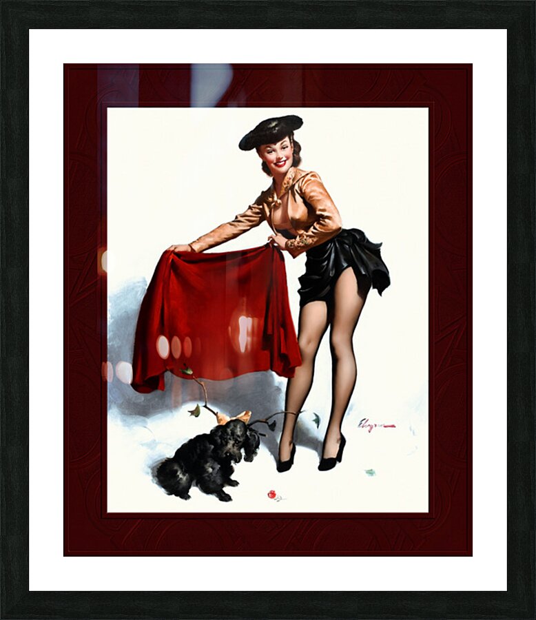 Aw Come On by Gil Elvgren Remastered Vintage Art Xzendor7 Reproductions Picture Frame print