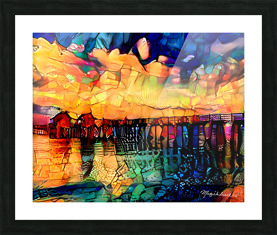 Naples Pier Stainglass Abstract Picture Frame print