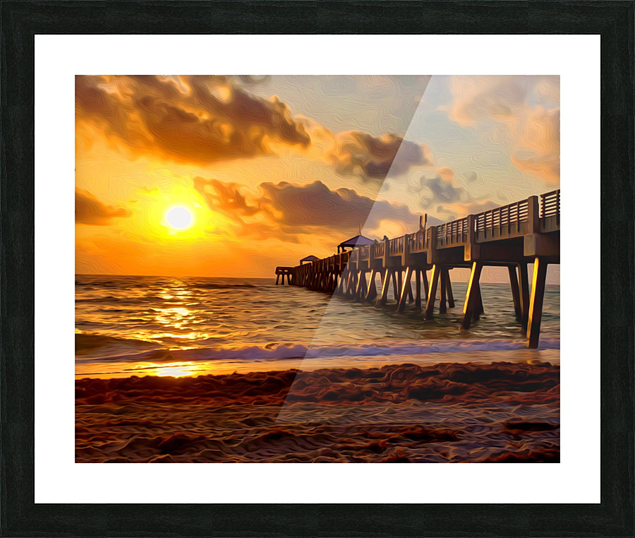 Naples Pier Sunset Clouds Picture Frame print
