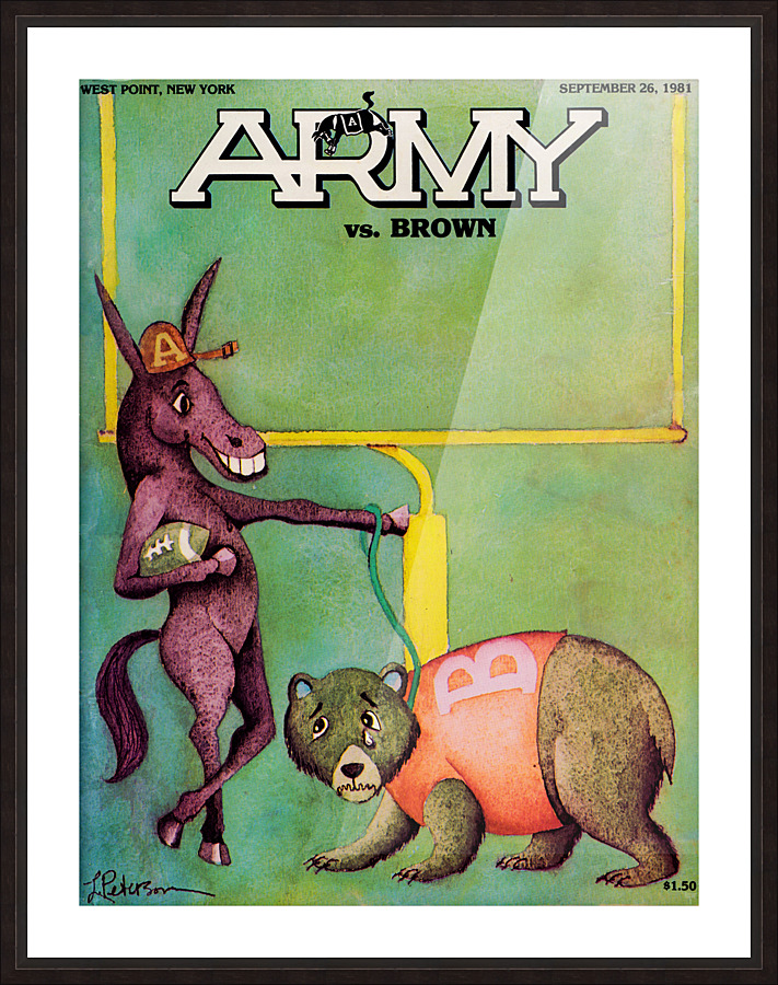 1981 Army vs. Brown Football Cover Cartoon Art Picture Frame print