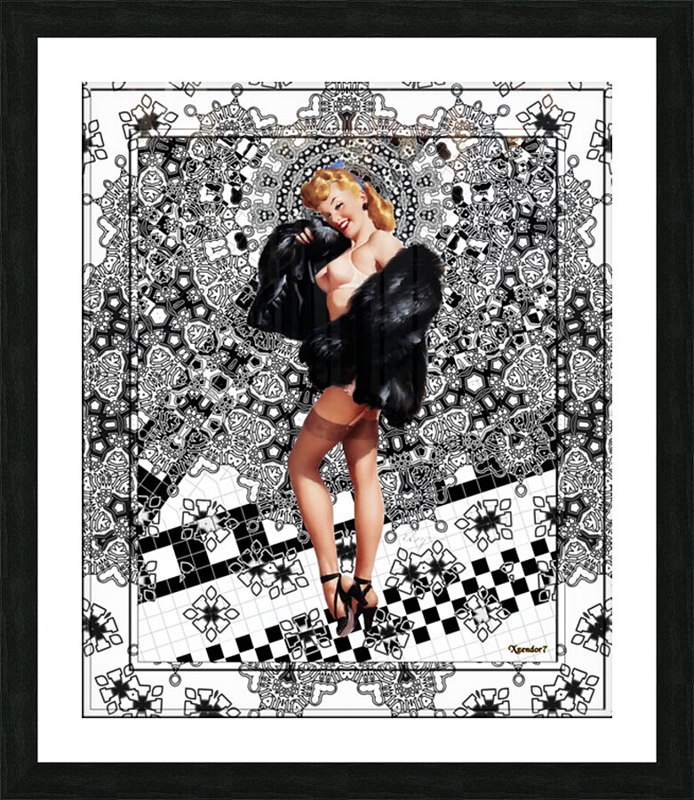 Black Mink by Gil Elvgren Remastered Retro Art Xzendor7 Reproductions Picture Frame print