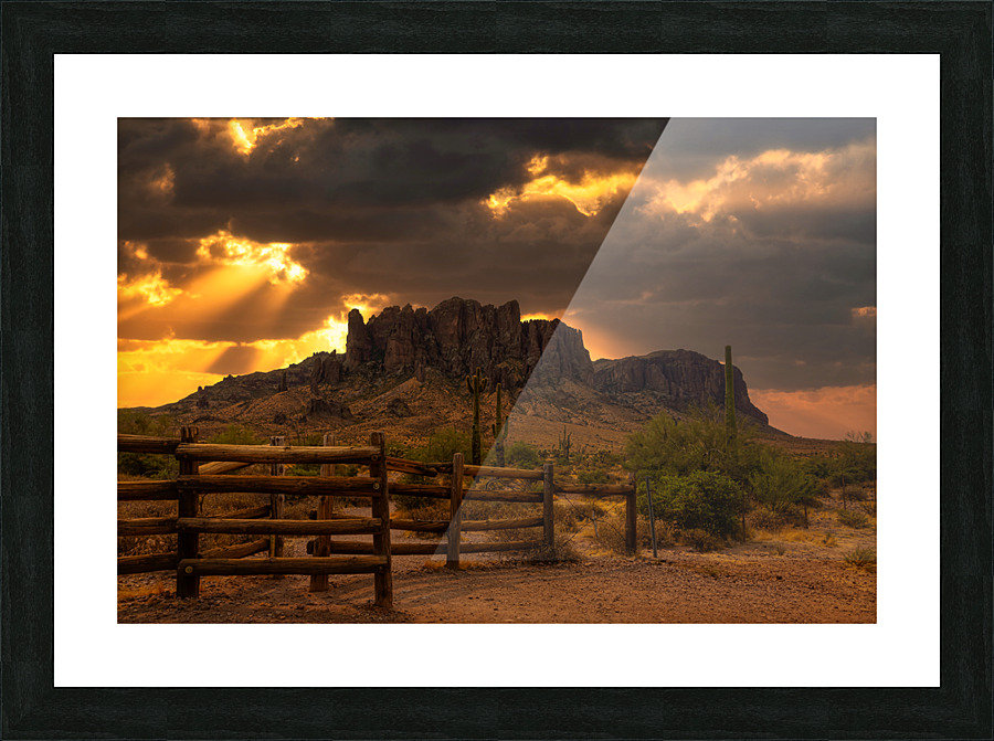 Golden Sunrise Superstition Mountian Picture Frame print